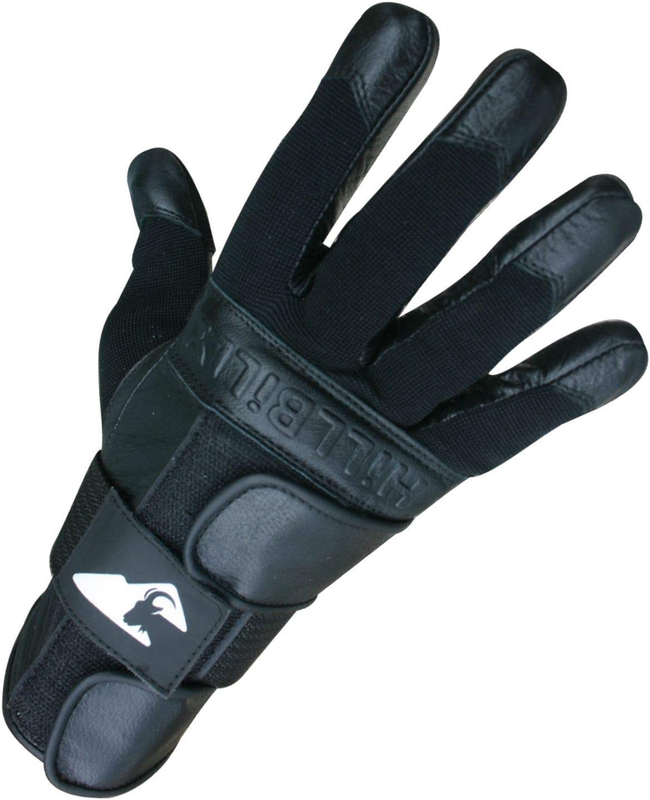 WRIST GUARD GLOVES Full Finger for Skateboarding Leather Large Black HILLBILLY