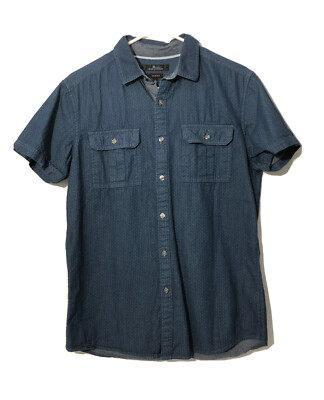 Marc Anthony Button Front Short Sleeve Pocket Shirt-Sz. Small Slim Fit-Blue.