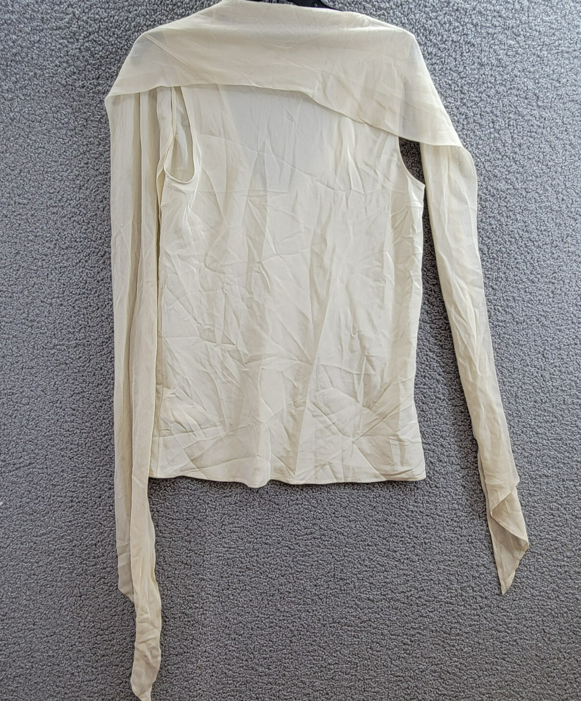Helmut Lang Sleeveless Silk Scarf Top Womens M Oatmeal Scoop Neck Button Closure - Picture 9 of 15