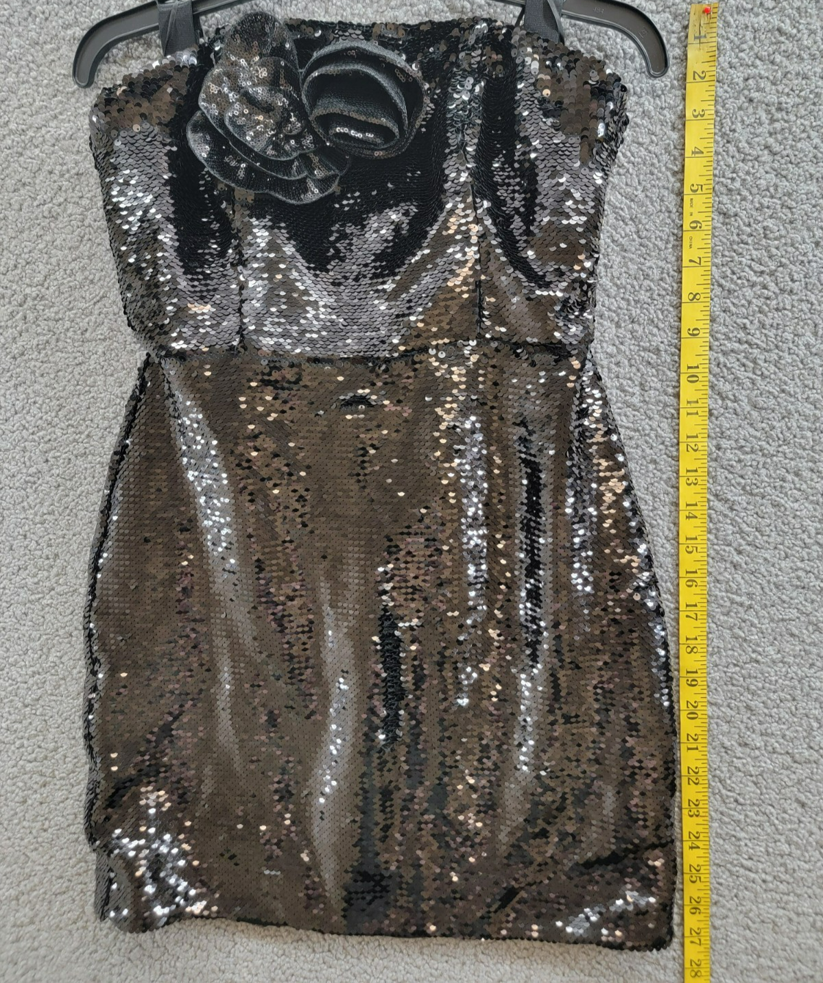 MILLY Sascha Sequin Strapless Mini Dress Women's 4 Black Straight Neck Back Zip - Picture 6 of 18