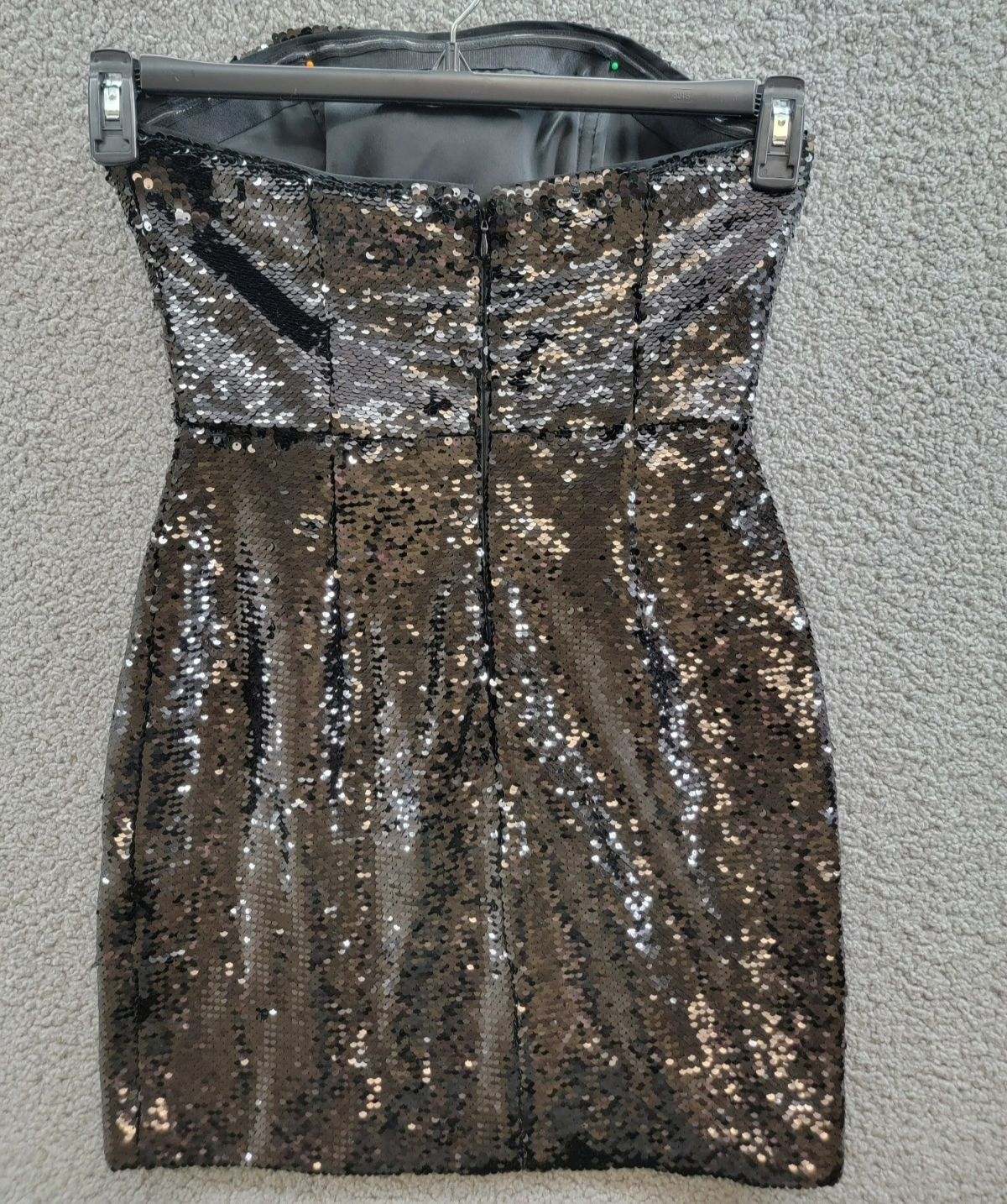 MILLY Sascha Sequin Strapless Mini Dress Women's 4 Black Straight Neck Back Zip - Picture 11 of 18