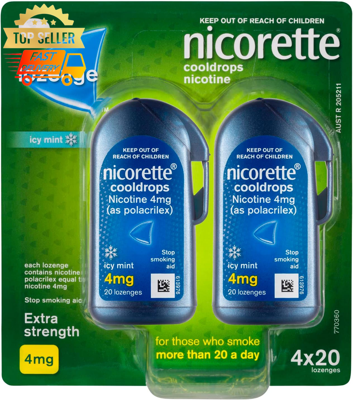 Quit Smoking Nicotine Lozenge Extra Strength Icy Mint 4x20 Pack Cooldrops Aid