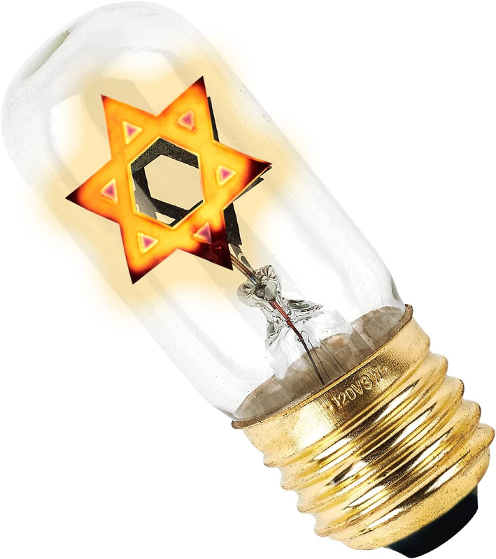 Flickering Star of David Bulb Replacement Bulbs for Memorial Yahrzeit Lamp Yizko