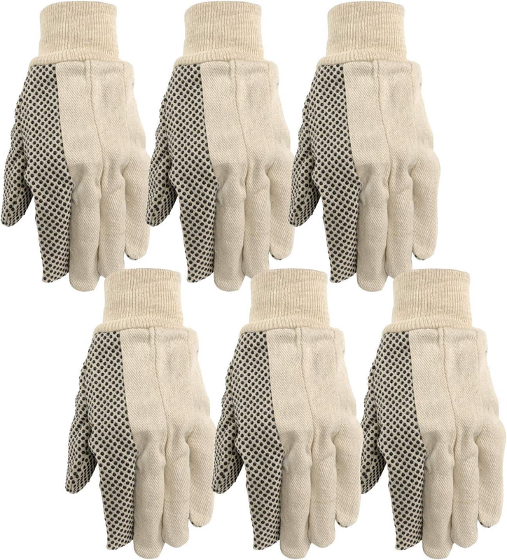 Canvas Work Gloves, Economy Dotted, 6 Pair Pack (309K)