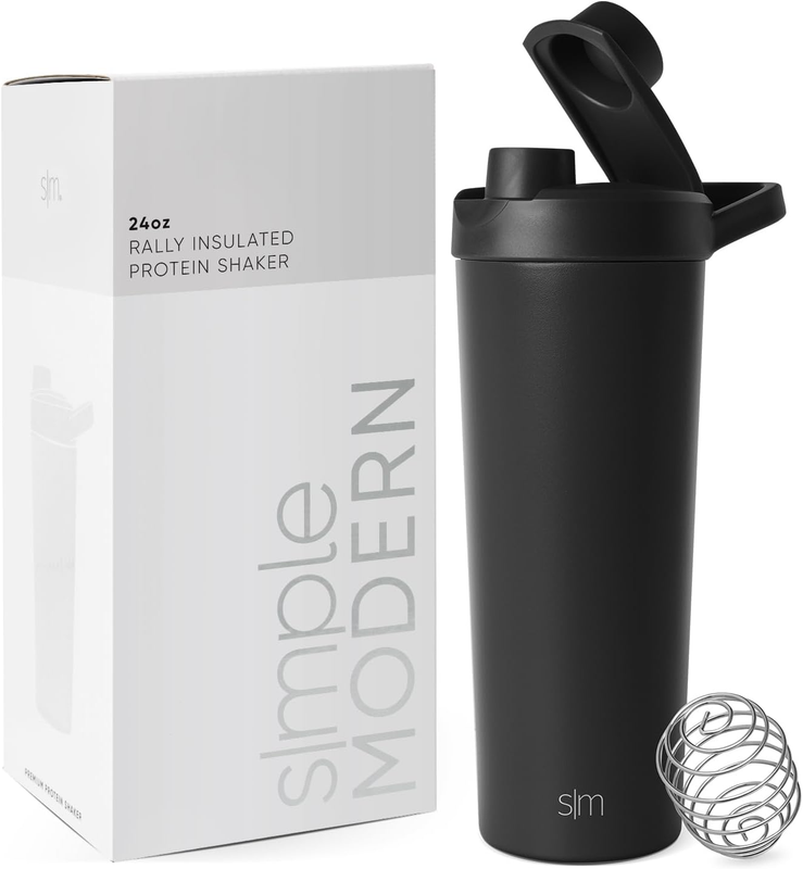 Stainless Steel Shaker Bottle with Ball 24Oz | Metal Insulated Cup for Protein M