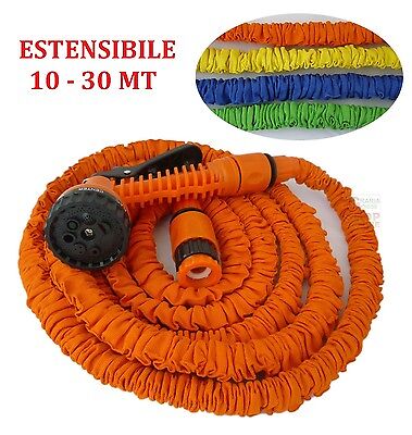 TUBO ESTENSIBILE DA 10 A 30 MT KIT COMPLETO CON LANCIA per irrigazione giardino