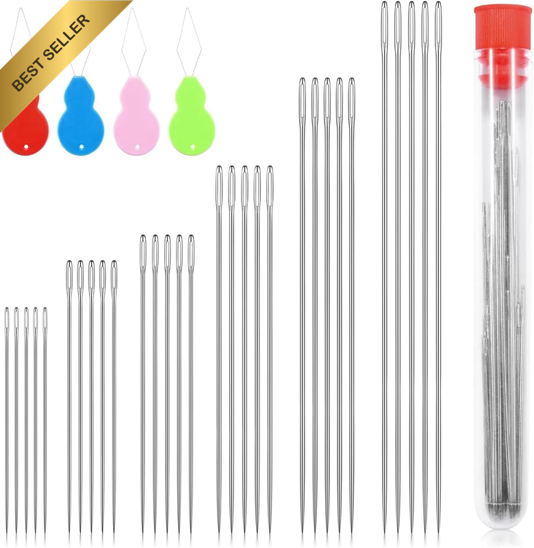 30Pcs 6 Sizes Large Eye Embroidery Needles for Hand Sewing Crafts, Embroidery Ne