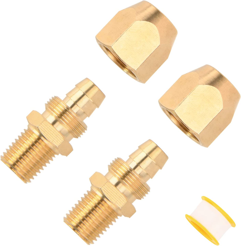 Air Hose Repair Kit, 2 Pack 3/8-Inch Reusable Solid Brass Hose-End Repair Fittin