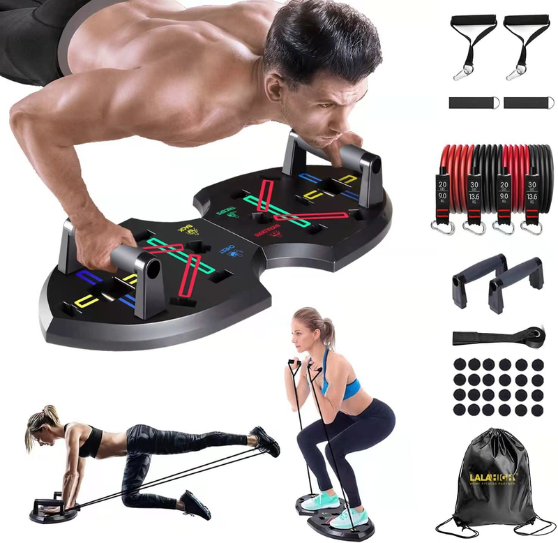 Upgraded Push up Board: Multi-Functional 20 in 1 Push up Bar with Resistance Ban