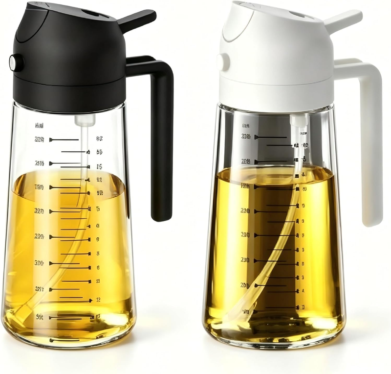 16Oz Glass Olive Oil Sprayer – 2-In-1 Oil Dispenser Bottle for Cooking, Air Frye