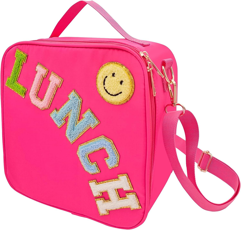 With Adjustable Shoulder Strap, Nylon Preppy Lunch Box Large