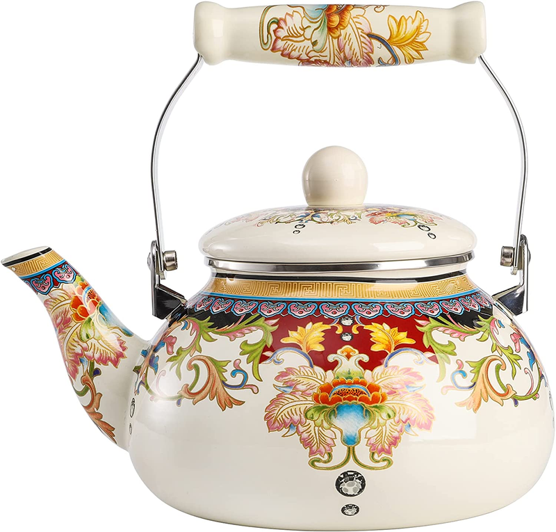 Kettle For Stovetop, Vintage Floral Teakettle Enamel On Stee