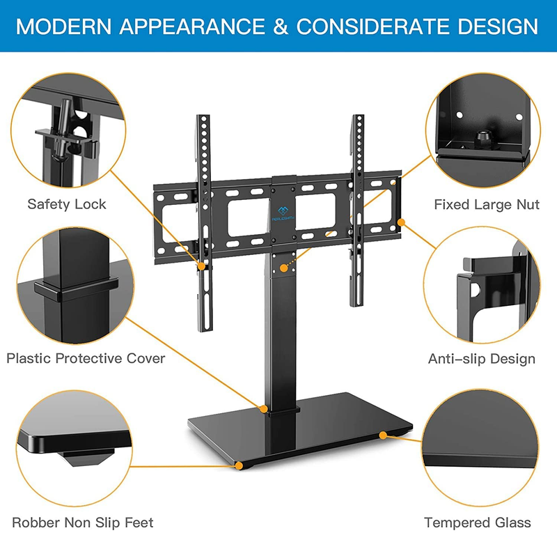 Universal Swivel TV Stand,Table Top 37-65 Inch LCD LED,Height Adjustable TV Base