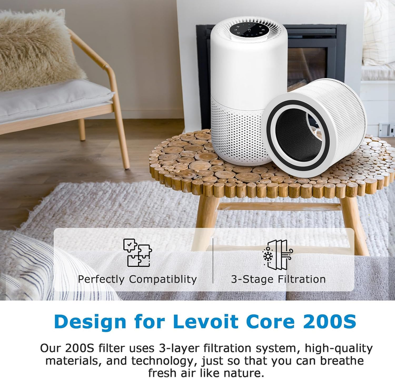 Core 200S Replacement Filter for LEVOIT Core 200S Smart WiFi Air PuriFier, 3-in-