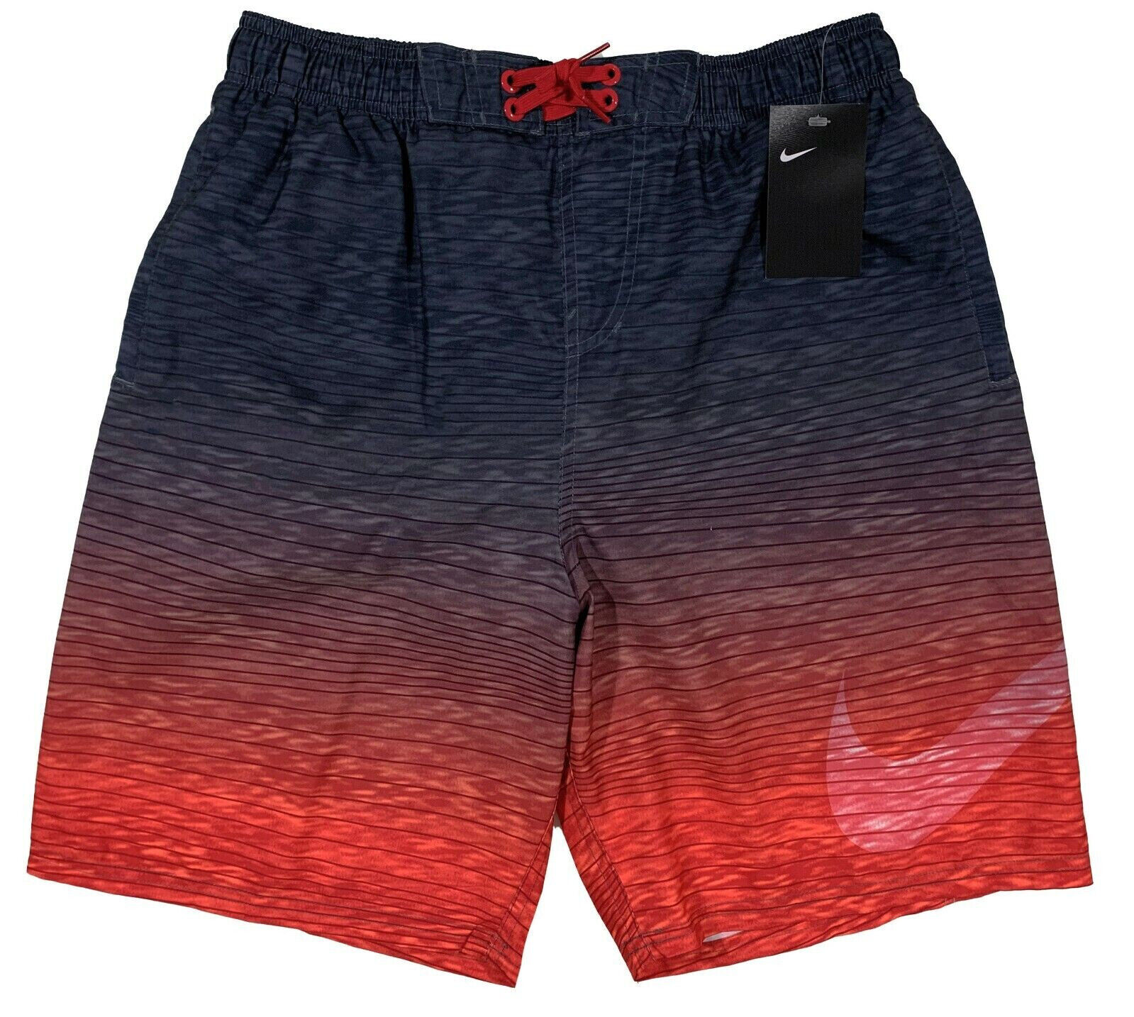 Nike Men's Swim 9 Inch Volley Shorts , Ombre Gray/Orange/Red