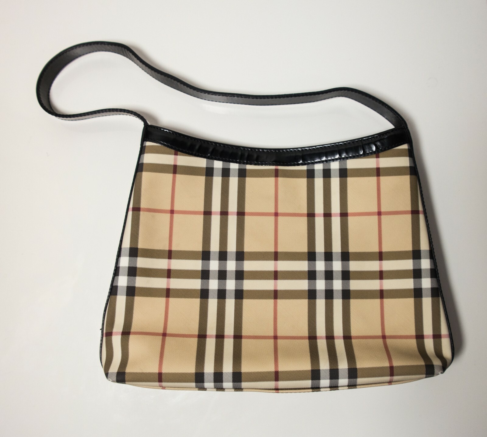Burberry Logos Nova Check Shoulder Bag Canvas Leather Beige Burberry Logos Nova Check Shoulder Bag Canvas Leather Beige