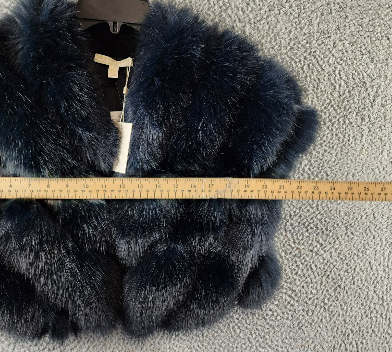 Adrienne Landau Faux Fur Shawl Women's S Navy V-Neck Short Sleeve Hook & Eye - Picture 11 of 15