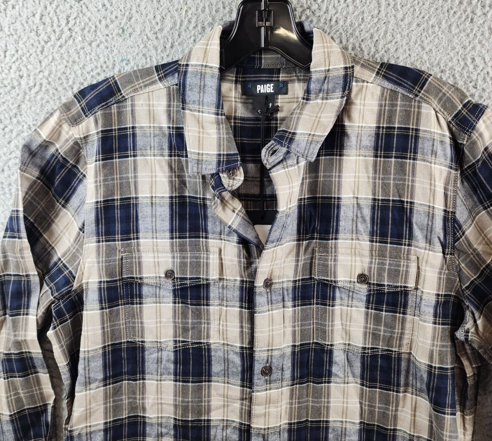 Paige Everett Plaid Flannel Button-up Shirt Men's Small Blackberry Storm - Picture 3 of 16