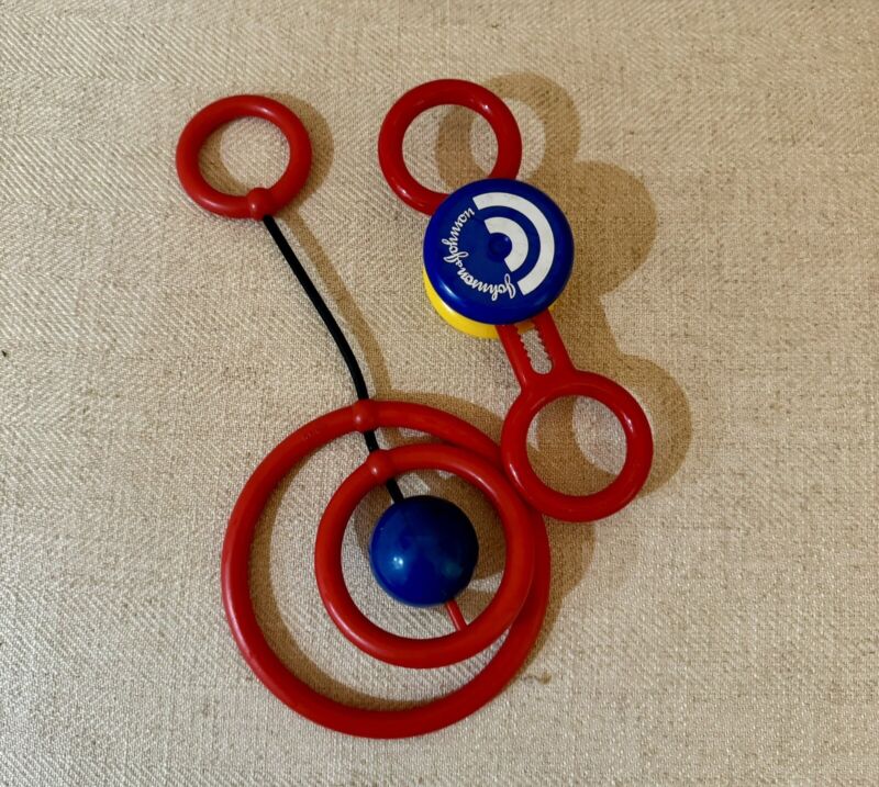 Johnson & Johnson Red Rings Blue Ball Rattle And Play Path Set Of 2 Vintage