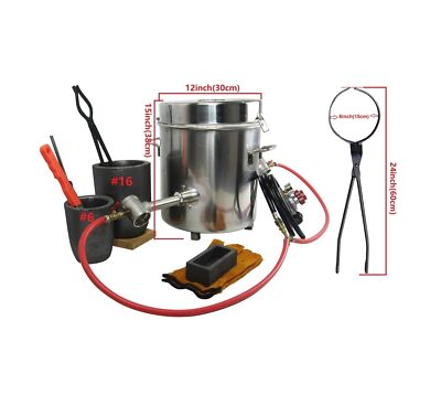 16KG Propane Melting Furnace Kits with Dual Forge Burners, 2 Crucibles (16KG,...