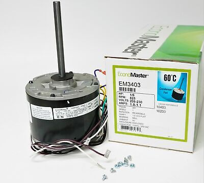 Condenser Fan Motor 1/6 Hp 230 Volts 825 Rpm Em-3403