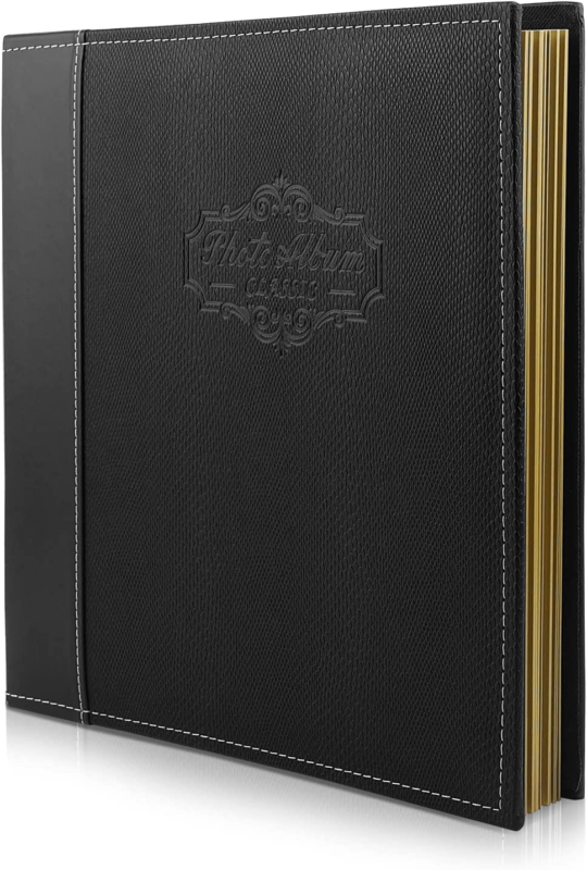 , Self Adhesive Photo Album Leather Cover DIY Scrapbook-Overall Size 10.6 X 11.4