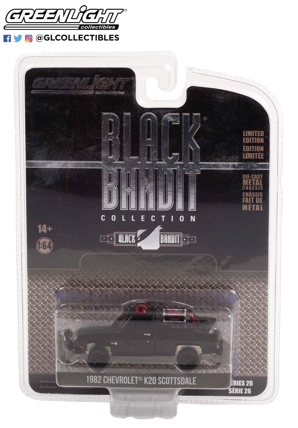 Greenlight Schwarz Bandit 26 - 1982 Chevy K20 Scottsdale Mit Greenlight Schwarz Bandit 26 - 1982 Chevy K20 Scottsdale Mit