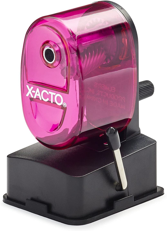 X-Acto 2012687-PNK Bulldog Vacuum Wall Mount Manual Pencil Sharpener, Pink, See-