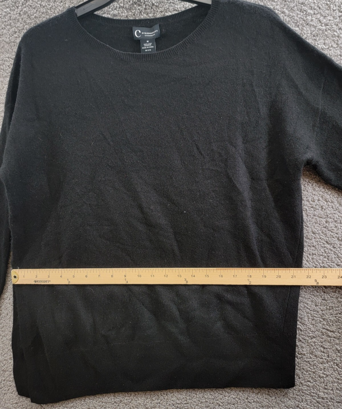C by Bloomingdale's Cashmere Boat Neck Asymmetrical Sweater Women's M Black - Picture 6 of 19