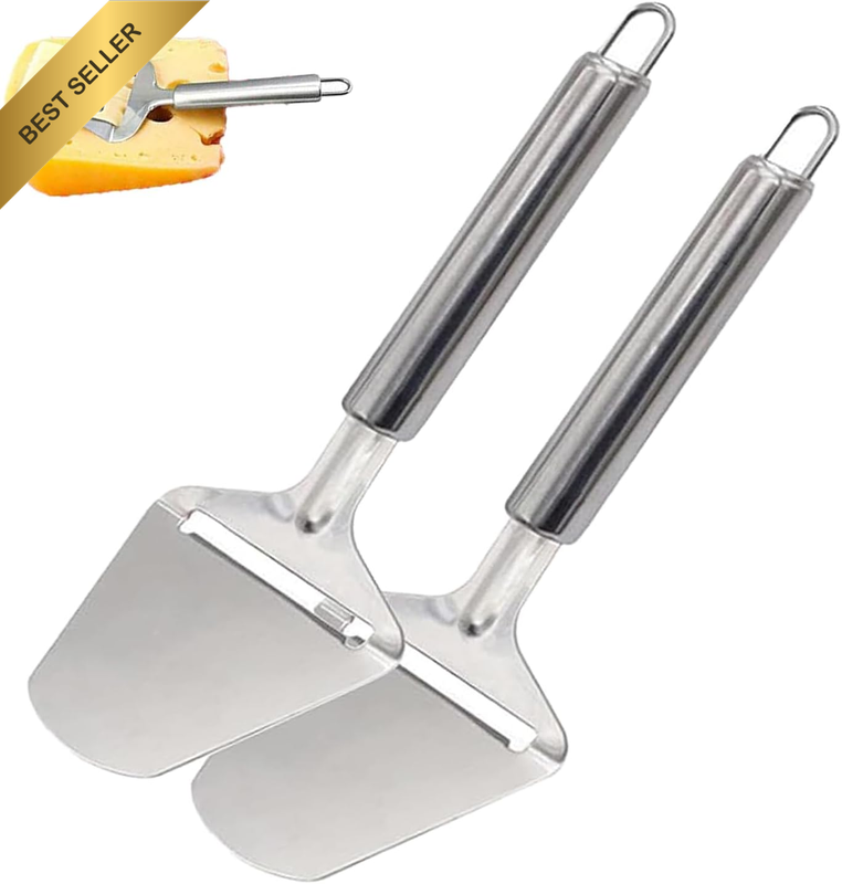 2 Pack Stainless Steel Cheese Slicer & Cutter – Multi-Functional Handheld Tool f