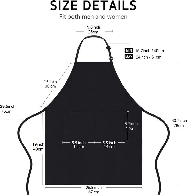 4 Pack Chef Apron, Waterproof Apron, Adjustable Apron with 2 Pockets for Men Wom
