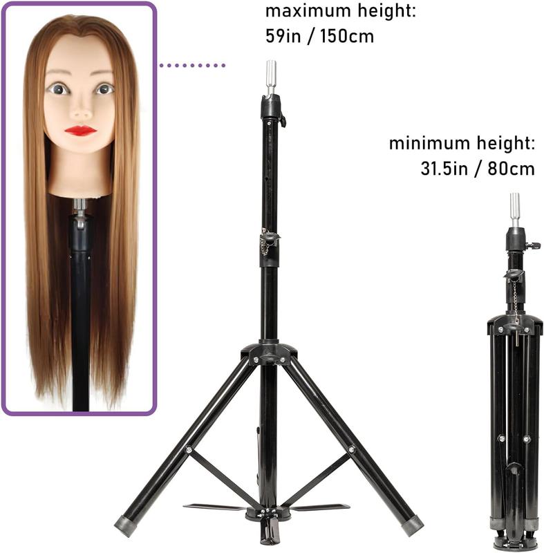 Sturdy and Adjustable Wig Stand Tripod, Foldable Tripod Metal Mannequin Head Sta