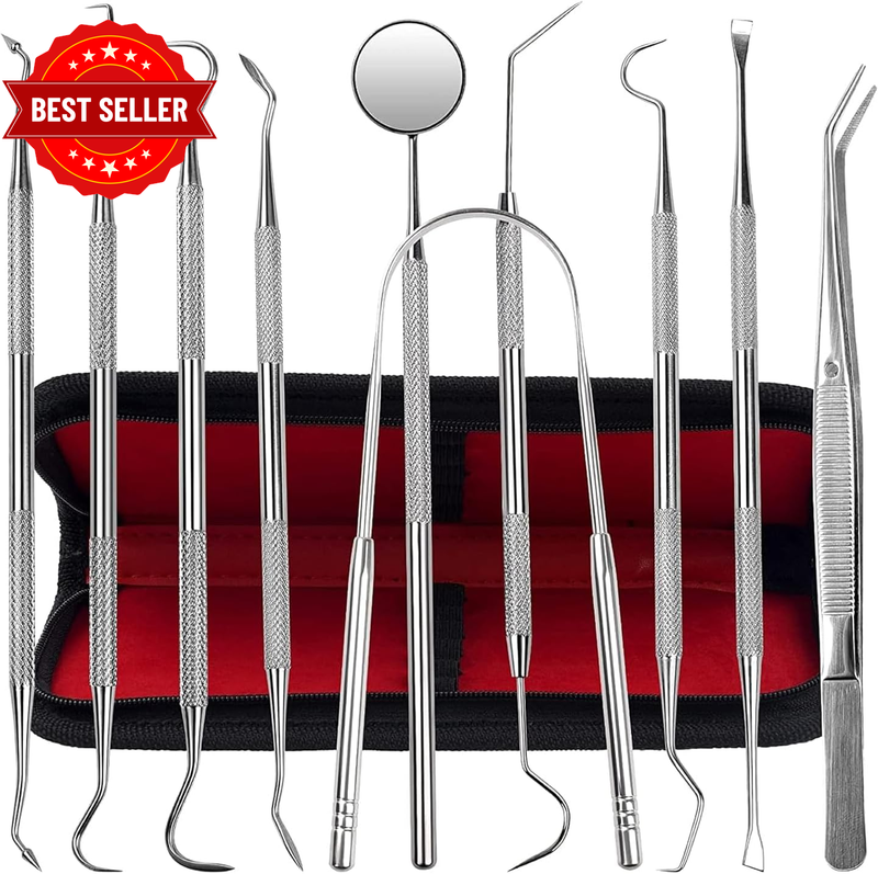 Dental Kit Tools, 10 Pack Stainless Steel Plaque Remover, Dental Tools to Remove