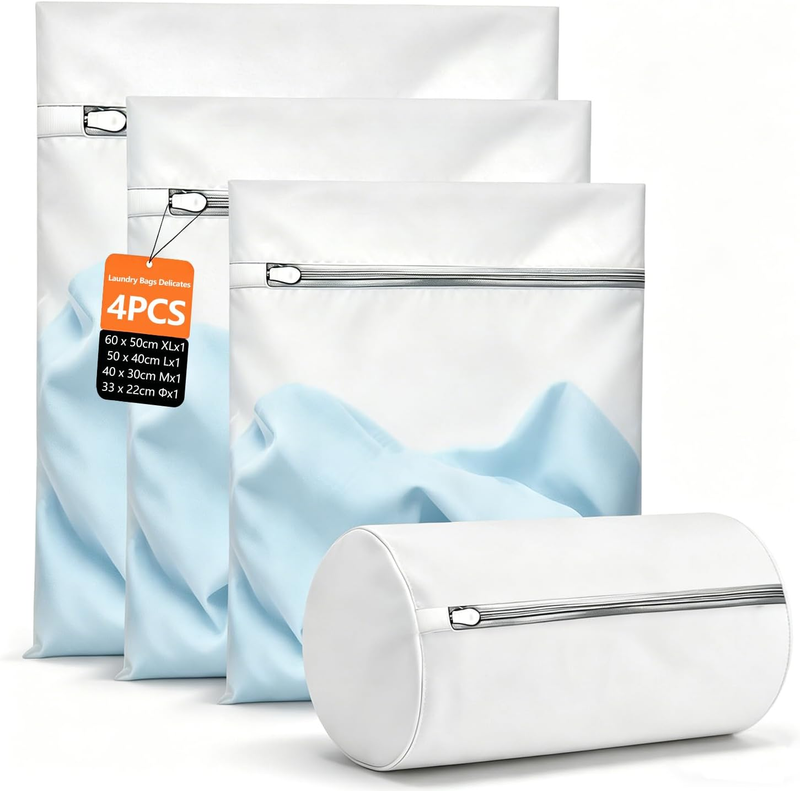 4 PCS Laundry Bags for Delicates,Zippered Heavy-Duty Mesh Laundry Bag Set，Protec
