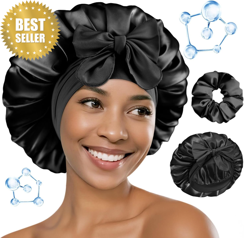 Silk Bonnet for Sleeping Women HYALURONIC Acid Double Layer Satin Bonnet for Cur