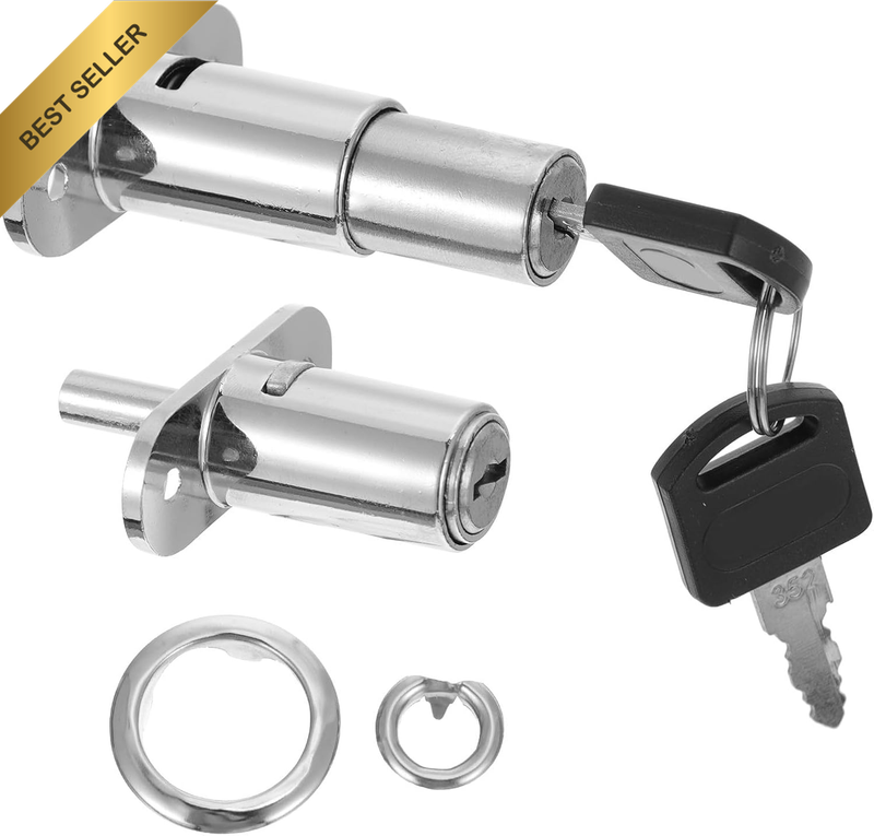 2Pcs Zinc Alloy Push Plunger Lock: Desk Drawer Lock with Keyed Different for Dis