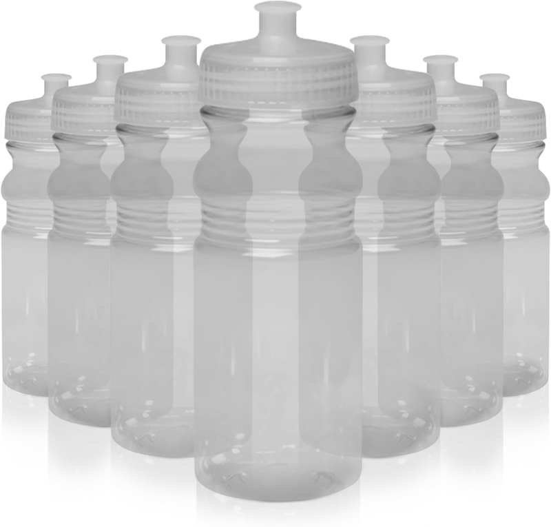 20 Oz. Bulk Water Bottles, 10 Pack, Made in USA, Blank Plast