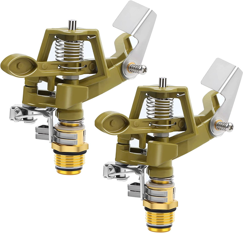 2 Pieces 1/2 Inch Brass Impact Sprinkler, Heavy Duty Sprinkl