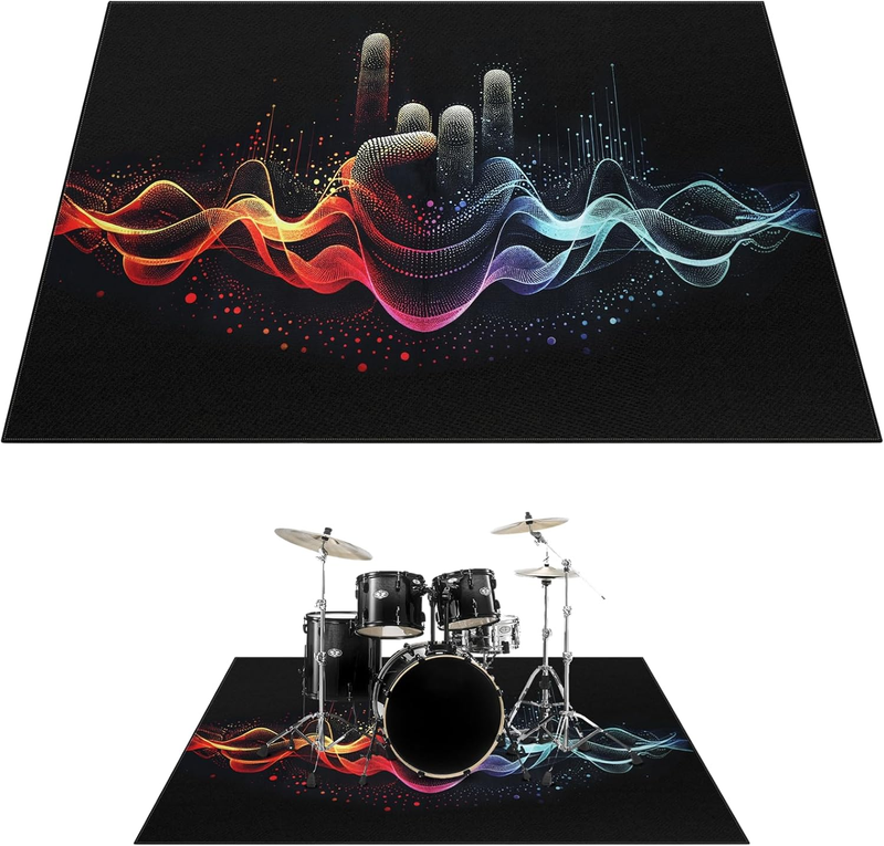 Non-Slip Drum Rug 6x5 Ft - Soundproof Carpet for Jazz & Electric Drum Sets