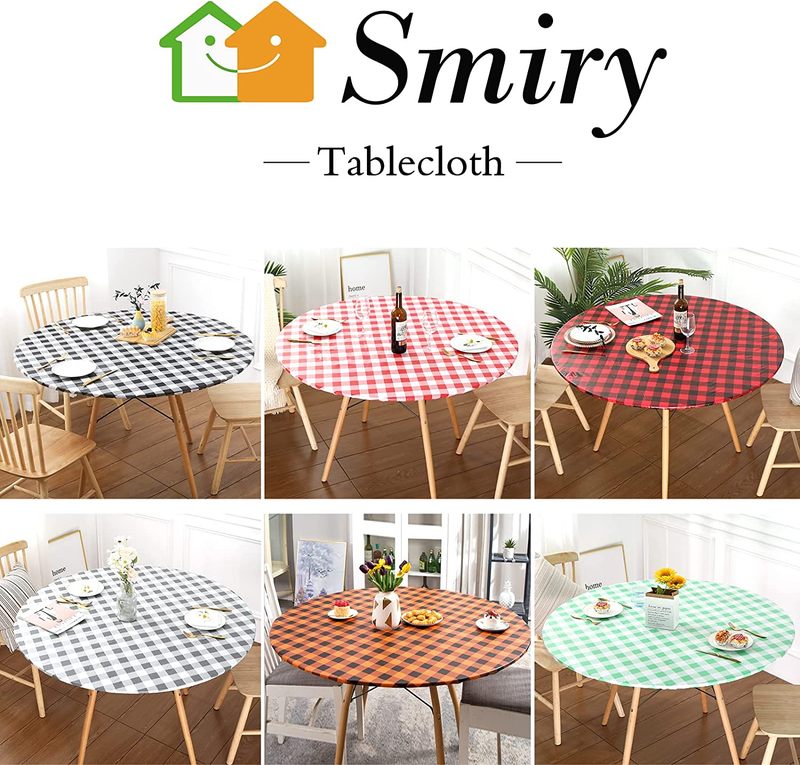 round Table Cloth Cover, Elastic Waterproof Fitted Vinyl Table Covers for 36"-44