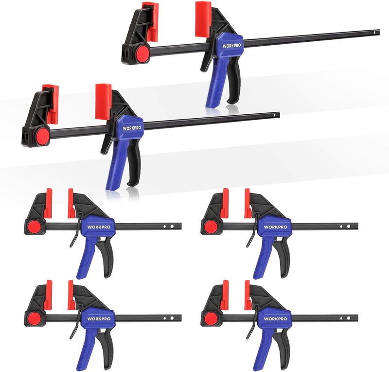 Bar Clamps for Woodworking, 4 Pack 6-Inch and 2 Pack 12-Inch One-Handed Wood Cla