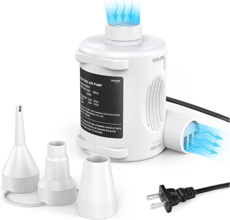 Electric Air Pump Rechargeable for Inflatable Air Mattress Beds Boats Couch Pool