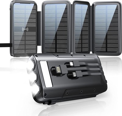Portable Charger,43800mAh QC3.0 Fast Charger Qi 10W Wireless Charger 4 Solar Pan