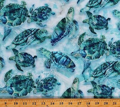 Cotton Sea Turtles Ocean Animals Turtle Bay Fabric Print by the Yard D583.76