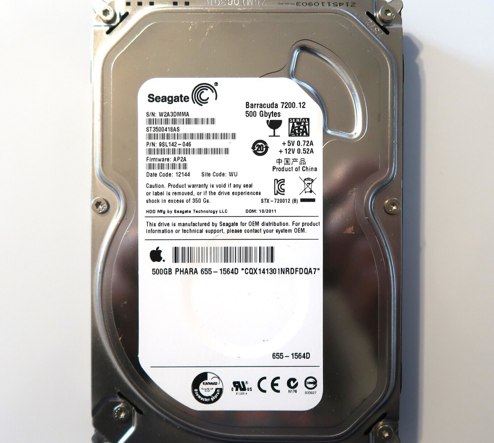 Seagate ST3500418AS 9SL142-046 AP2A (W2A3) WU China 500gb Seagate ST3500418AS 9SL142-046 AP2A (W2A3) WU China 500gb