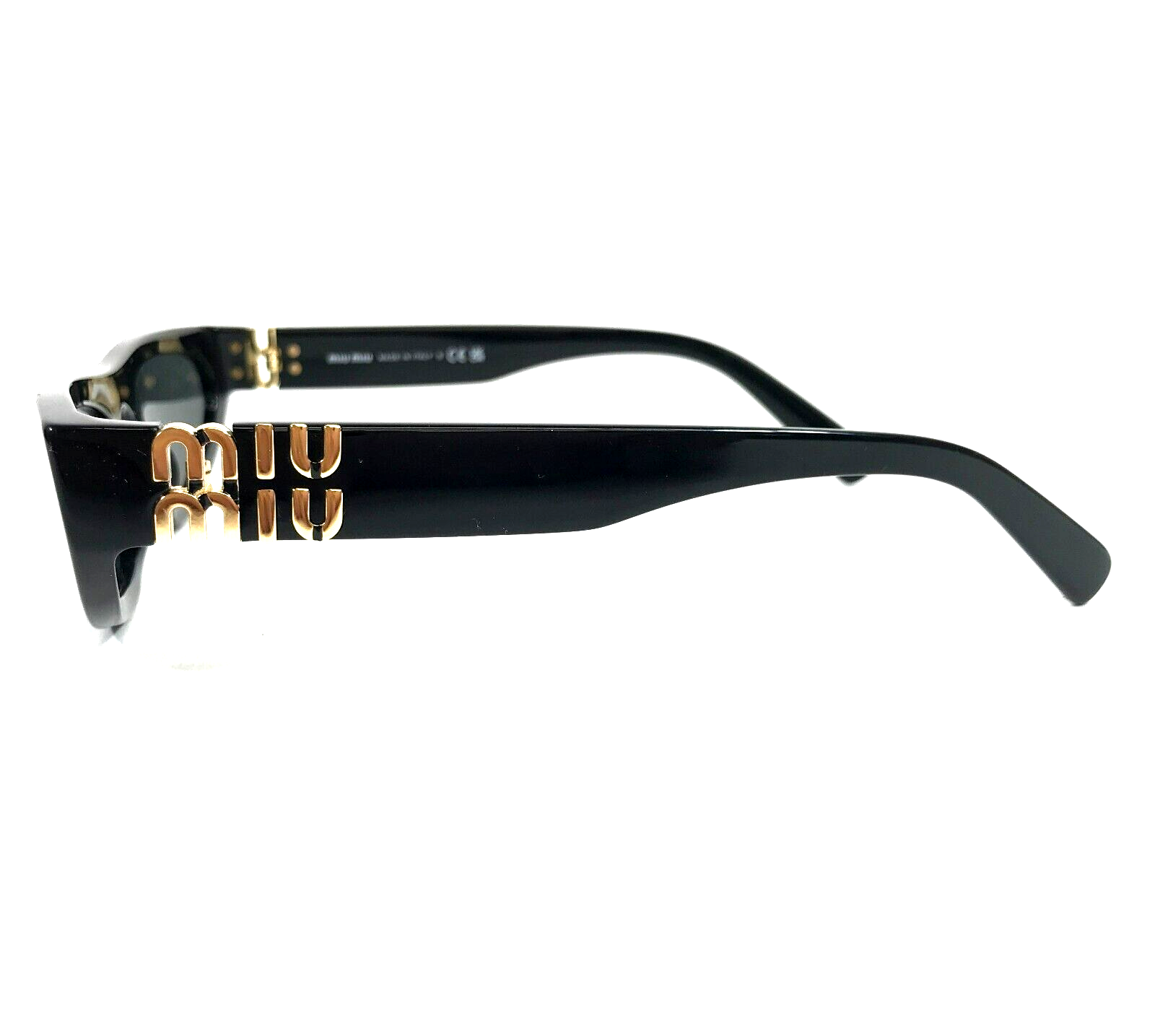 MIU MIU MIU MIU SUNGLASSES SMU07Z 1AB-5S0 SHINY BLACK CAT EYE FRAMES W/ DARK GREY LENSES