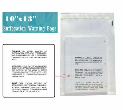 300 10x13 Self Seal Suffocation Warning Clear Poly Bags 1.5 mil -ST ShipMailers
