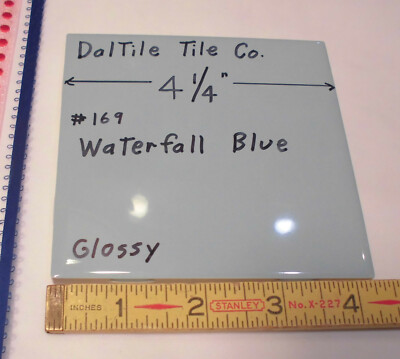 1 pc. Waterfall Blue: Glossy Ceramic Tile by Daltile Co. 4-1/4'' Light Blue,  NEW