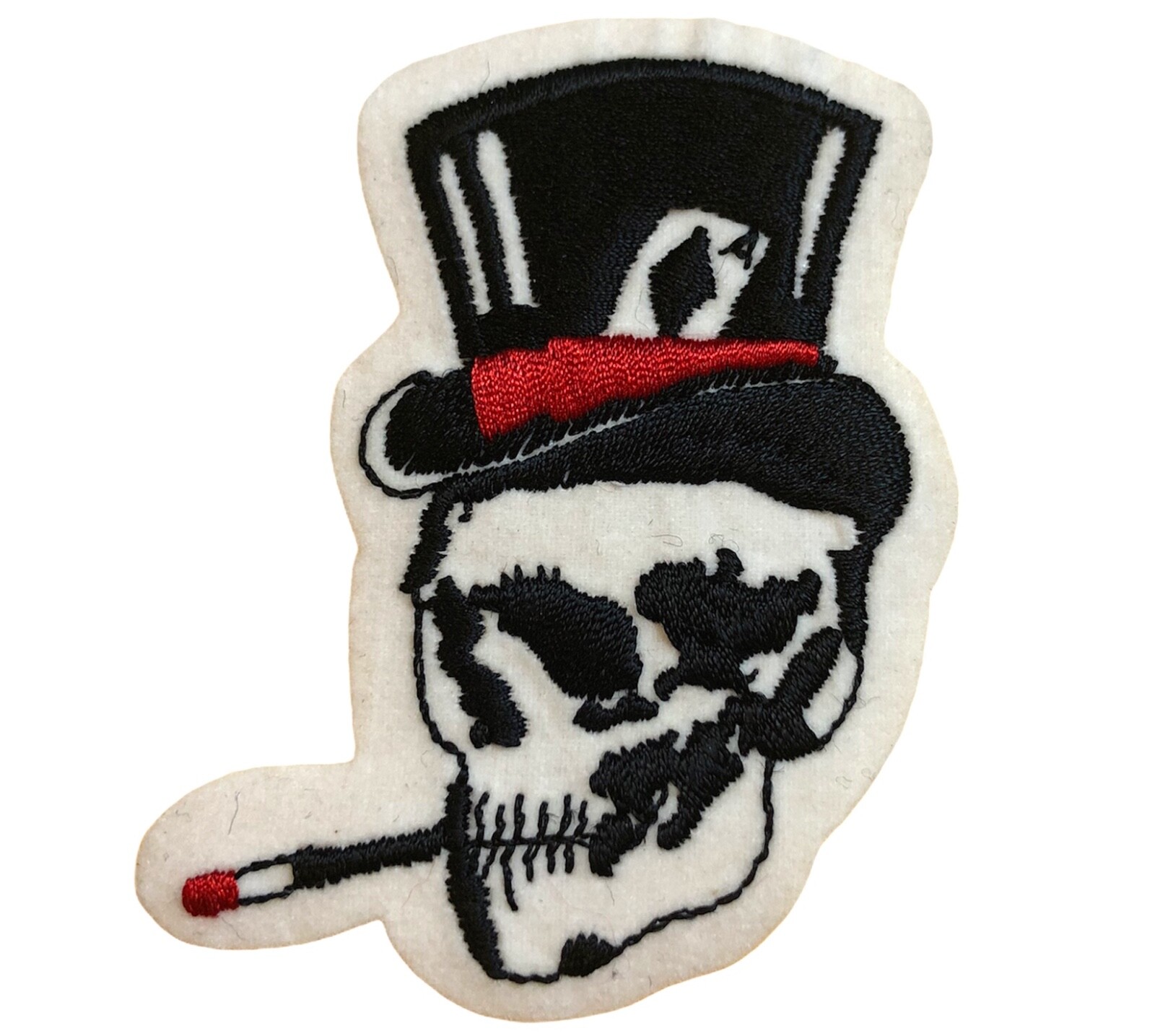Skull Top Hat Cross Bones Death 4 Inch Embroidered Patch