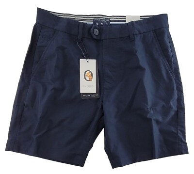 NWT DENIM & FLOWER Oxford Cotton Stretch Casual Men's 8'' Shorts Dark Blue 32
